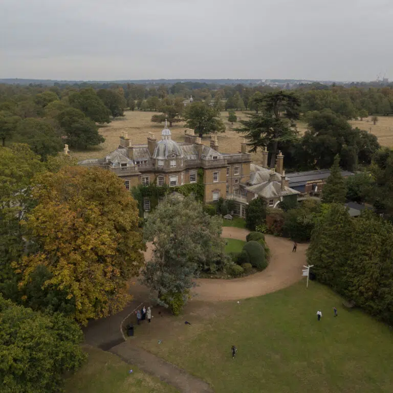 drone photo of a private school